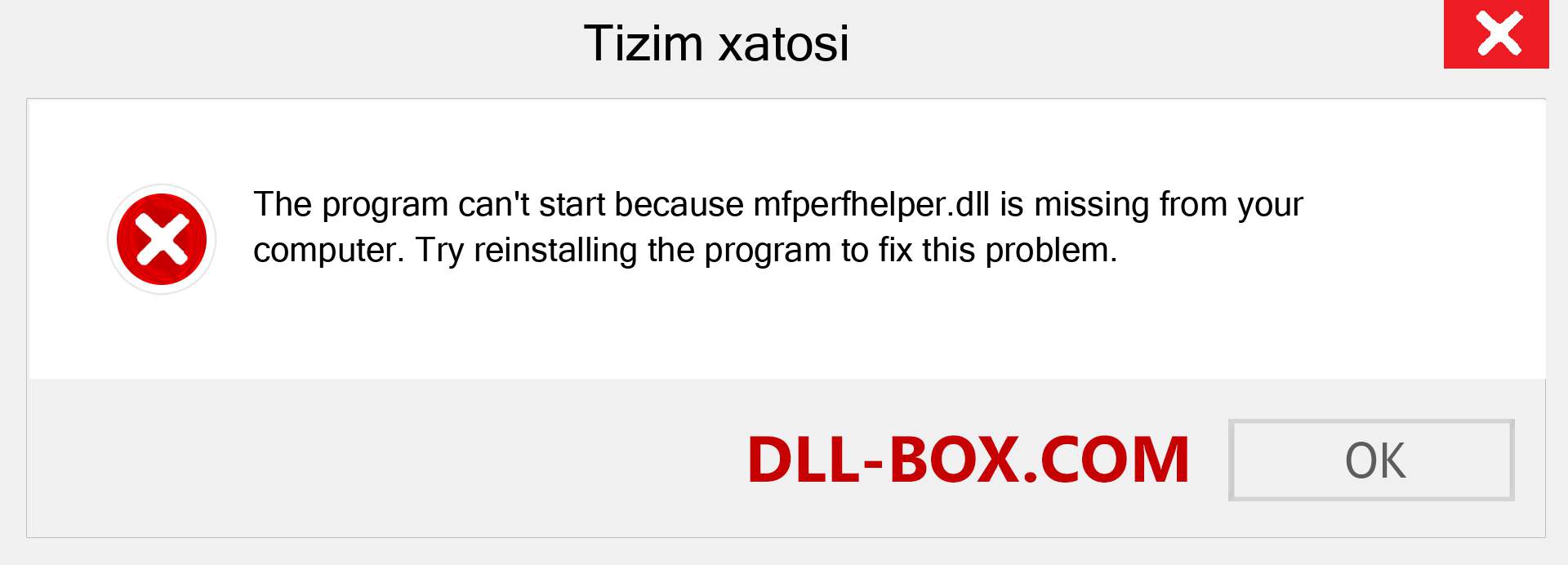 mfperfhelper.dll fayli yo'qolganmi?. Windows 7, 8, 10 uchun yuklab olish - Windowsda mfperfhelper dll etishmayotgan xatoni tuzating, rasmlar, rasmlar